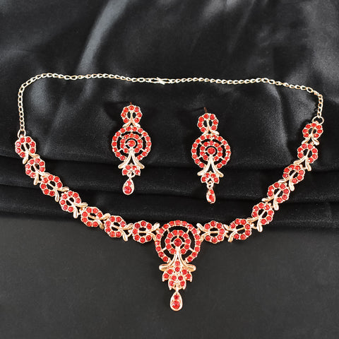 Rad & white diamond necklace with earrings set