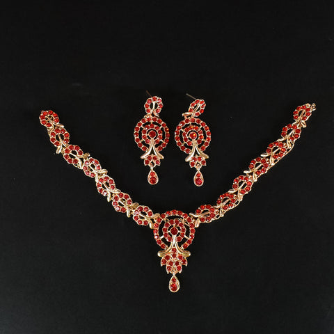 Rad & white diamond necklace with earrings set