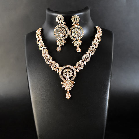White diamond necklace with earrings set