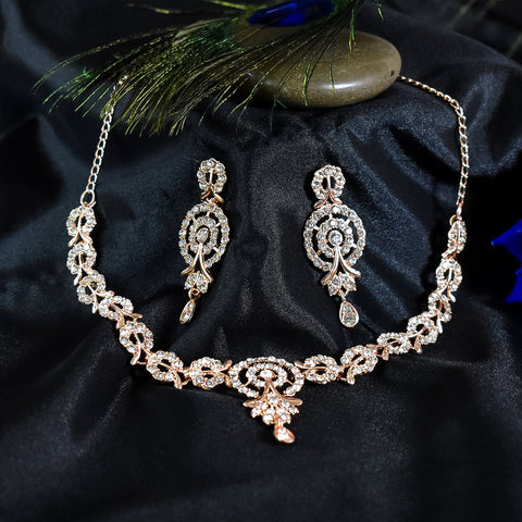 White diamond necklace with earrings set