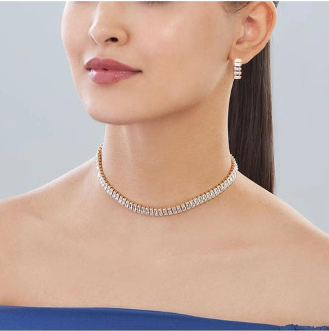Elegant diamond necklace with earrings set