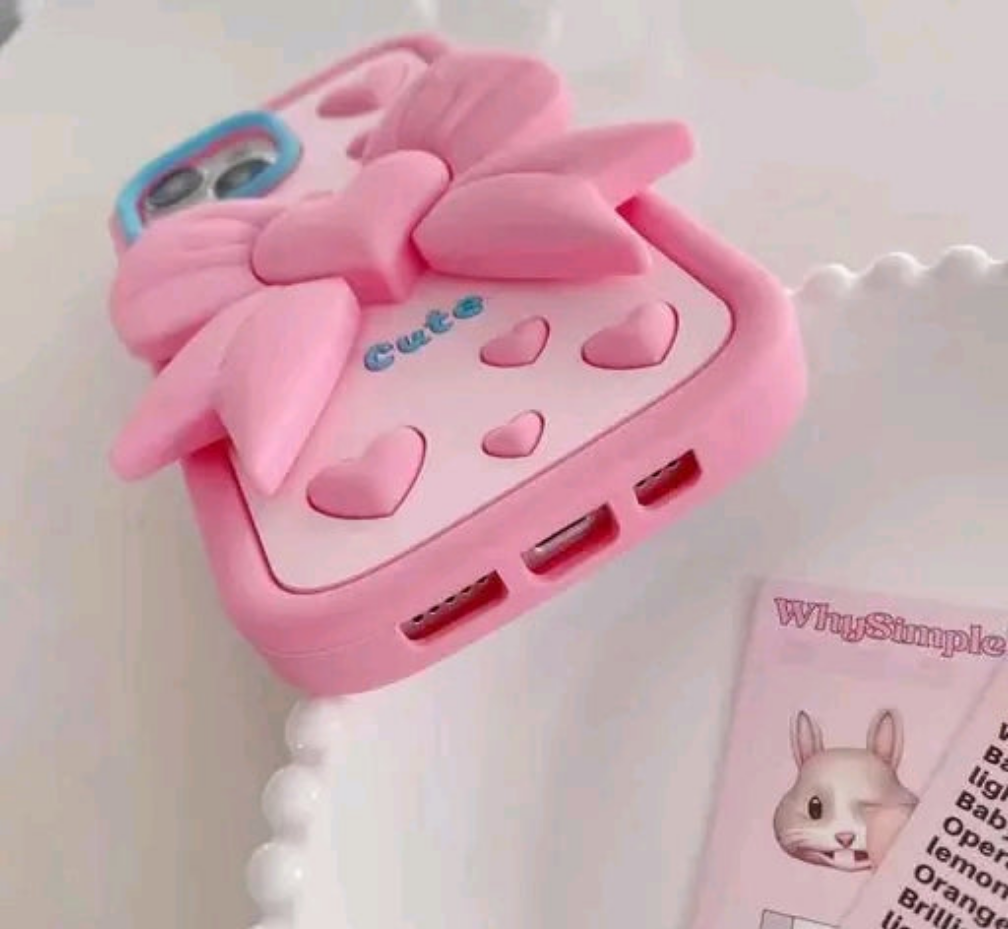 Elevate 3D Cute Cartoon Design with Precise Camera Cuts and shockproof Back Case Cover Compatible for i-Phone 13 - Bow