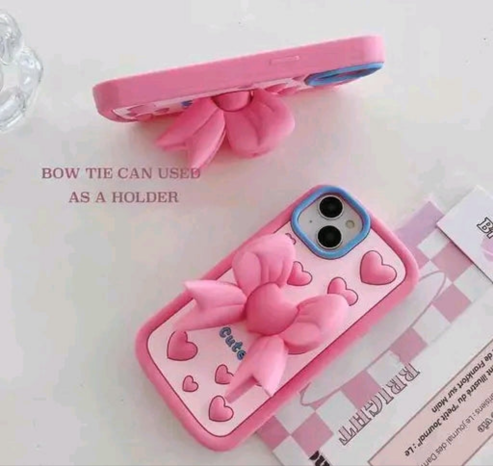 Elevate 3D Cute Cartoon Design with Precise Camera Cuts and shockproof Back Case Cover Compatible for i-Phone 13 - Bow