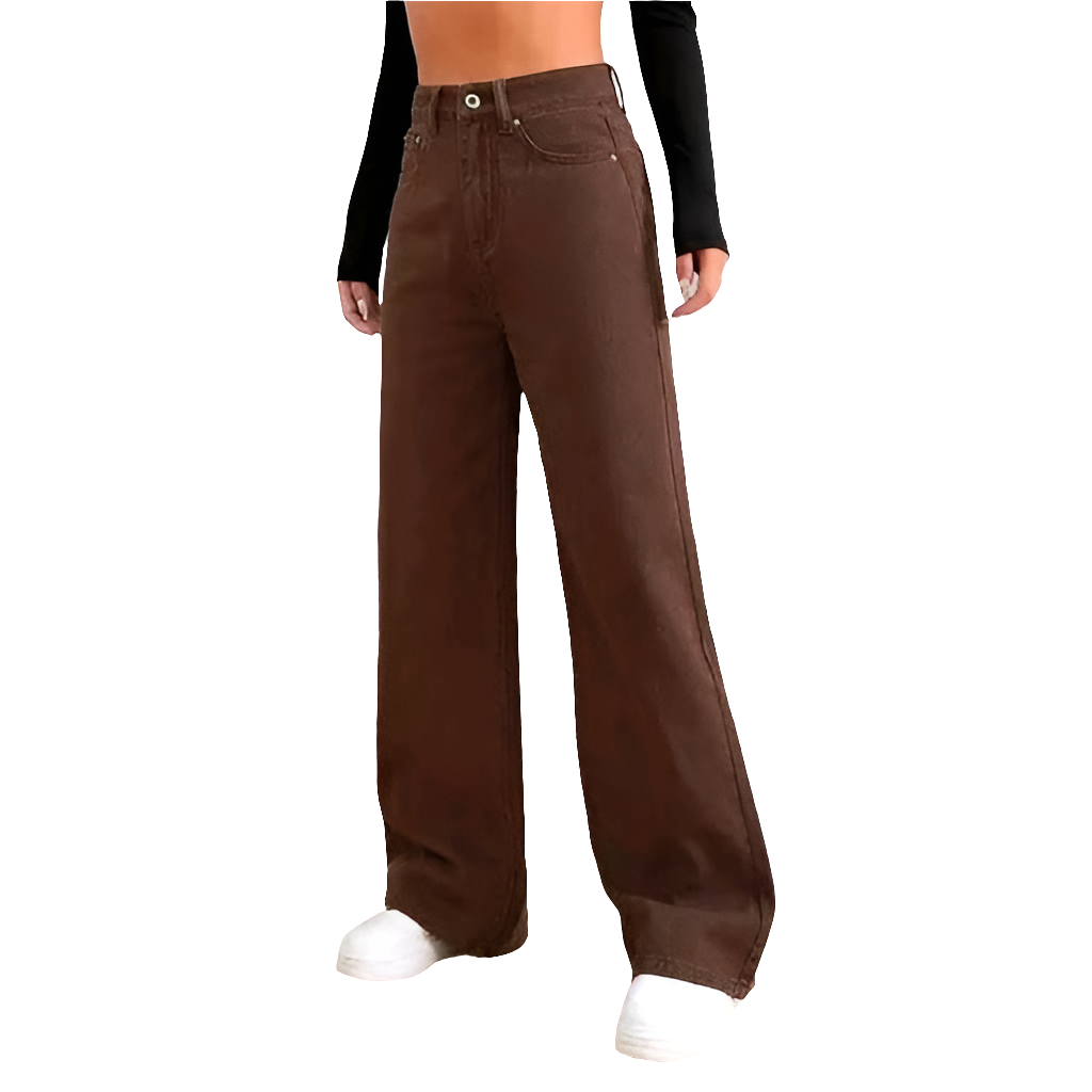 BROWN WIDE LEG DENIM JEANS/WIDE LEG JEANS WOMEN & GIRL/ BAGGY JEANS FOR WOMEN /WIDE LEG HIGH RISE DENIM JEANS/ LOOSE FIT JEANS FOR WOMEN