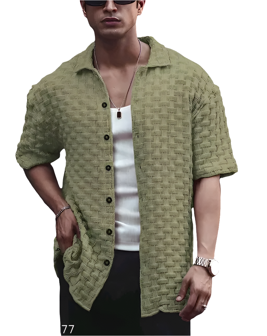 MORE N MORE TRENDZ Men Slim Fit Plain Chattai Design Casual Shirt For Men