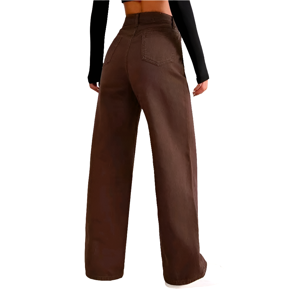 BROWN WIDE LEG DENIM JEANS/WIDE LEG JEANS WOMEN & GIRL/ BAGGY JEANS FOR WOMEN /WIDE LEG HIGH RISE DENIM JEANS/ LOOSE FIT JEANS FOR WOMEN