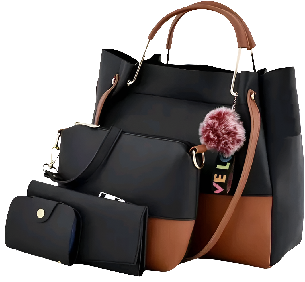 Shoulder Pu-Leather Handbags for Women's. Combo Set of 4