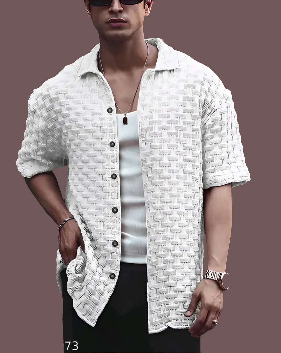 MORE N MORE TRENDZ Men Slim Fit Plain Chattai Design Casual Shirt For Men