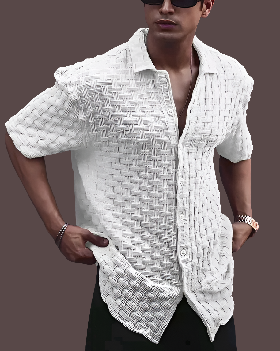 MORE N MORE TRENDZ Men Slim Fit Plain Chattai Design Casual Shirt For Men
