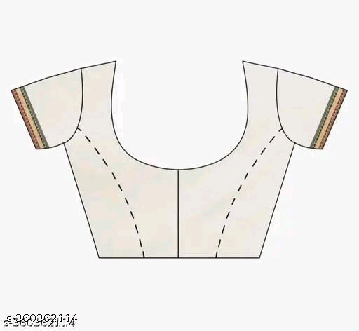 Texation Kerala Cotton Saree With Running Blouse (Tower Border)
