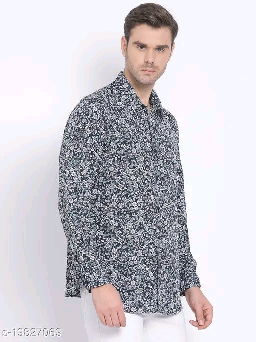 Floral Print Regular Fit Navy Men
