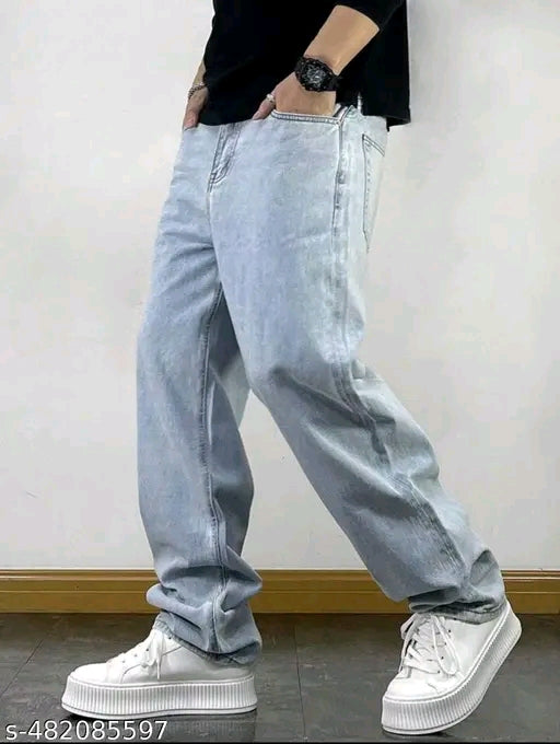 baggy mens ice blue jeans//baggy lose fit man jeans