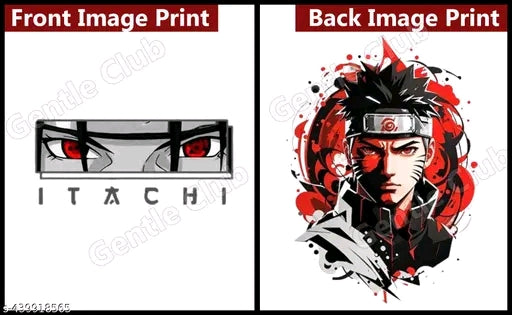 Designer Oversized Naruto Graphics Printed Black Terry-Cotton Round Neck Oversized Half sleeve T Shirts For Boys and Girls