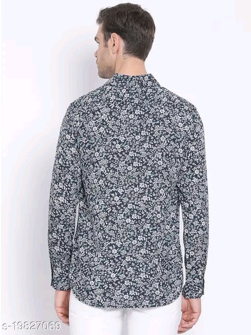 Floral Print Regular Fit Navy Men