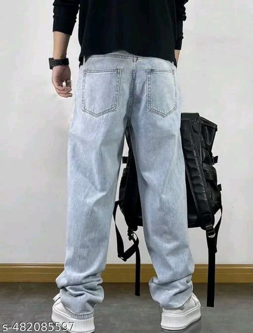 baggy mens ice blue jeans//baggy lose fit man jeans