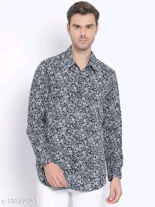 Floral Print Regular Fit Navy Men