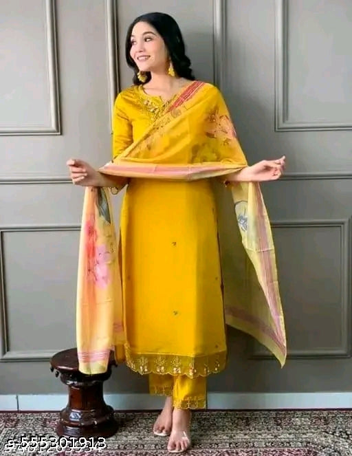 Rayon Slub Kurti Set with Dupatta – Elegant & Versatile Ensemble