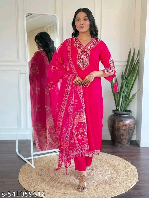 Women's BSY Viscose Embroidered Straight Kurta with BSY