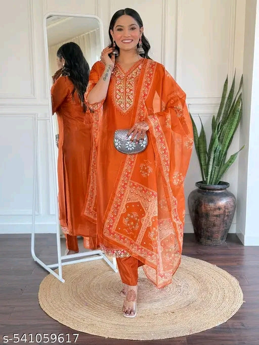Women's BSY Viscose Embroidered Straight Kurta with BSY