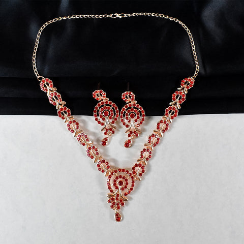 Rad & white diamond necklace with earrings set