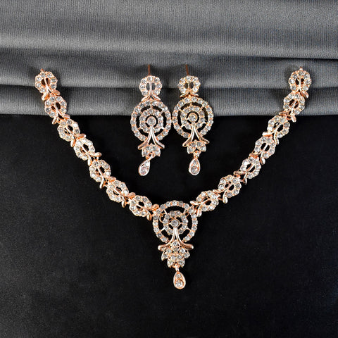 White diamond necklace with earrings set