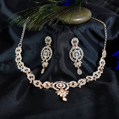 White diamond necklace with earrings set