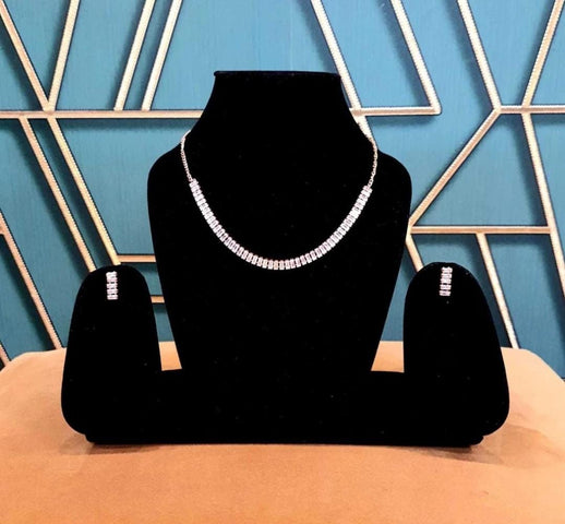 Elegant diamond necklace with earrings set