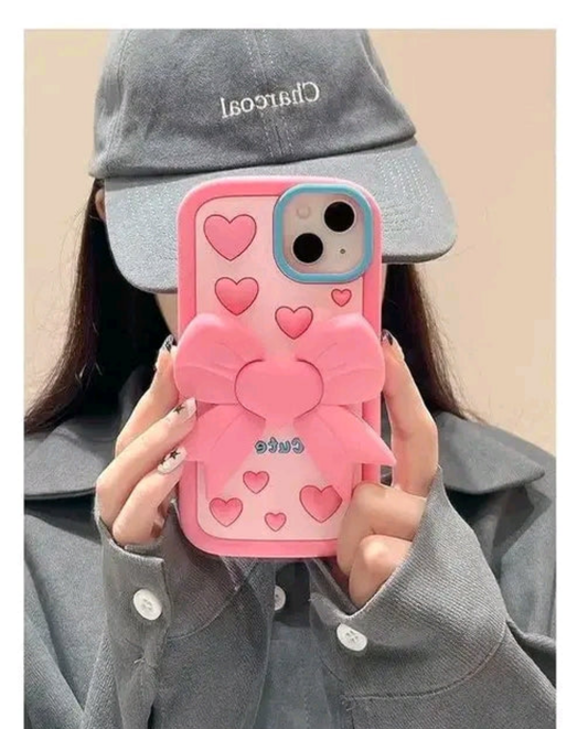 Elevate 3D Cute Cartoon Design with Precise Camera Cuts and shockproof Back Case Cover Compatible for i-Phone 13 - Bow