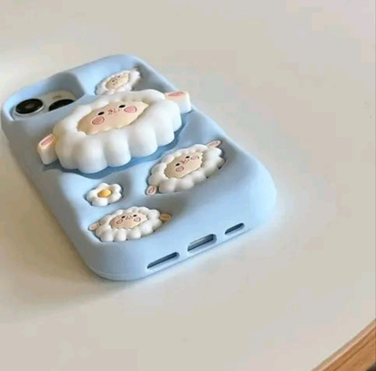 AIFEI Back Cover for iPhone 13/14/15  Cute FLOCK with Stand Case, Soft Silicone 3D Cartoon with Holder, Full Protective Back Cover 
Brand
