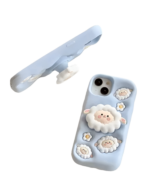 AIFEI Back Cover for iPhone 13/14/15  Cute FLOCK with Stand Case, Soft Silicone 3D Cartoon with Holder, Full Protective Back Cover 
Brand