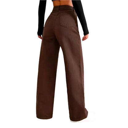 BROWN WIDE LEG DENIM JEANS/WIDE LEG JEANS WOMEN & GIRL/ BAGGY JEANS FOR WOMEN /WIDE LEG HIGH RISE DENIM JEANS/ LOOSE FIT JEANS FOR WOMEN