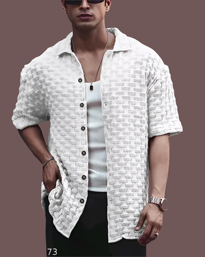 MORE N MORE TRENDZ Men Slim Fit Plain Chattai Design Casual Shirt For Men