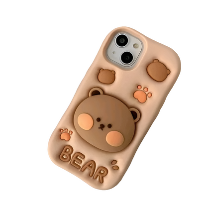 AIFEI Back Cover for iPhone 13/14/15  Cute FLOCK with Stand Case, Soft Silicone 3D Cartoon with Holder, Full Protective Back Cover 
Brand