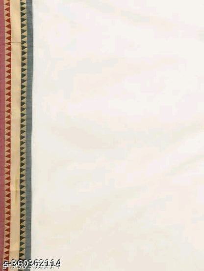 Texation Kerala Cotton Saree With Running Blouse (Tower Border)