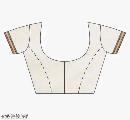Texation Kerala Cotton Saree With Running Blouse (Tower Border)