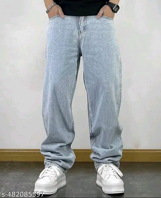 baggy mens ice blue jeans//baggy lose fit man jeans