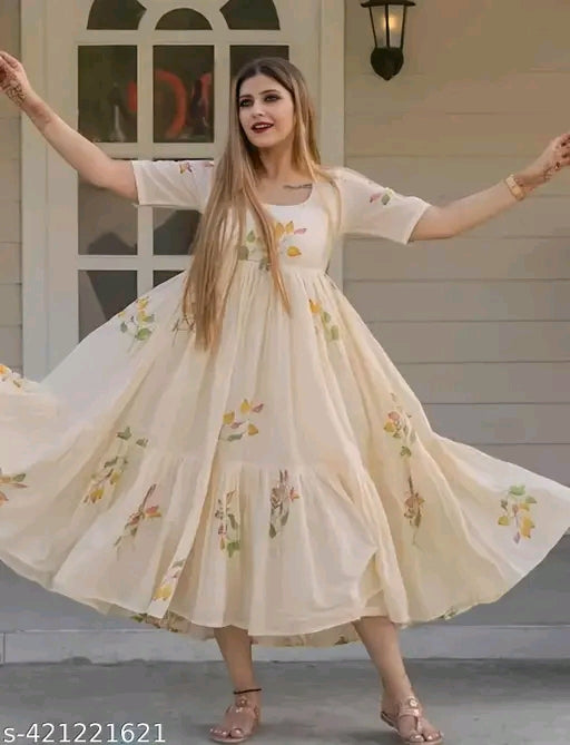 Latest Floral Print Anarkali Kurti for girls/women