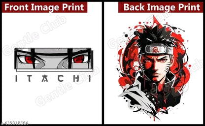 Designer Oversized Naruto Graphics Printed Black Terry-Cotton Round Neck Oversized Half sleeve T Shirts For Boys and Girls