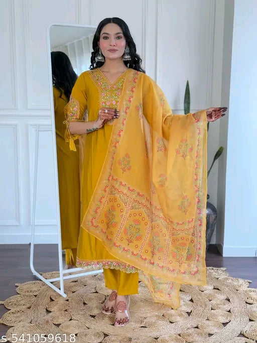 Women's BSY Viscose Embroidered Straight Kurta with BSY