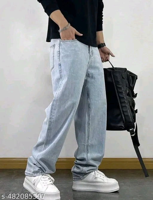 baggy mens ice blue jeans//baggy lose fit man jeans
