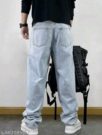 baggy mens ice blue jeans//baggy lose fit man jeans