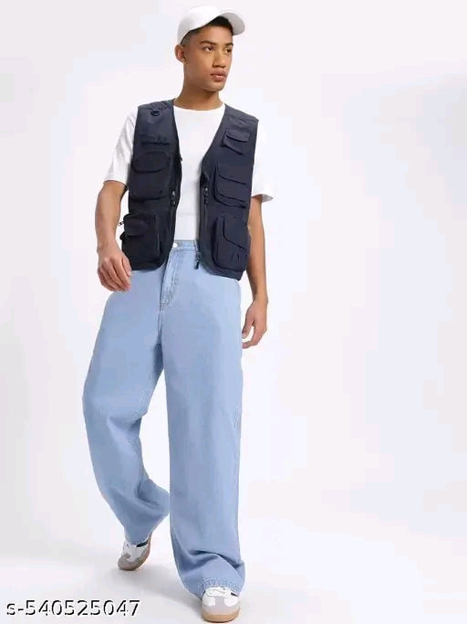 baggy mens ice blue jeans//baggy lose fit man jeans
