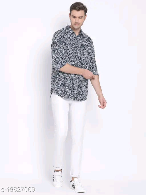 Floral Print Regular Fit Navy Men