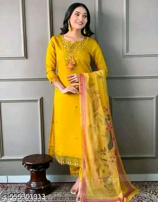 Rayon Slub Kurti Set with Dupatta – Elegant & Versatile Ensemble